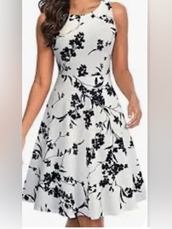 Grace Karin Dresses & Skirts - Grace Karin Black White Sleeveless A-Line Midi Dress Size 2XL